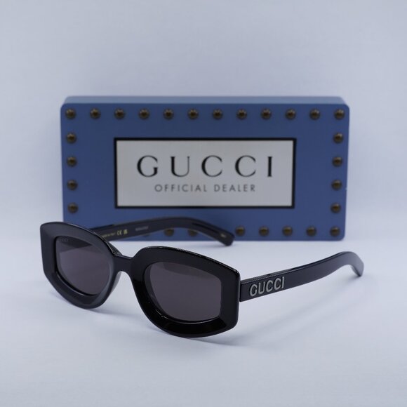Final Price! Gucci GG1719S 001 Black Grey Sunglasses - Picture 1 of 11